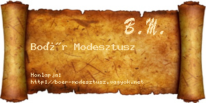 Boér Modesztusz névjegykártya